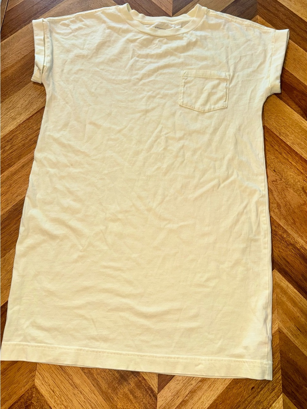 GAP Women's Light Yellow/Cream Short Sleeve Pocket Tee Dress